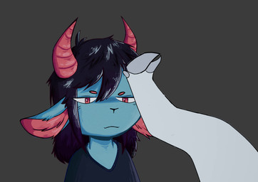 ambiguous_gender anthro azzy_(azamothlol) black_hair blue_body hair hooves horn red_eyes red_horn solo azamothlol bovid caprine demon goat mammal absurd_res animated hi_res no_sound short_playtime video