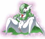 big_breasts bottomwear breasts cleavage clothed clothing clothing_lift curvy_figure female genitals green_hair hair hair_over_eye not_furry one_eye_obstructed pose presenting presenting_pussy pussy red_eyes sitting skirt skirt_lift smile solo spread_legs spreading voluptuous wide_hips suddenhack nintendo pokemon gardevoir generation_3_pokemon pokemon_(species) absurd_res hi_res