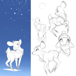 ambiguous_gender clothing feral hair hat headgear headwear multiple_poses pose quadruped short_hair short_tail snow solo spots tail winter_hat itsdanfango ansel_(itsdanfango) deer mammal 1:1 2018 absurd_res hi_res sketch unfinished