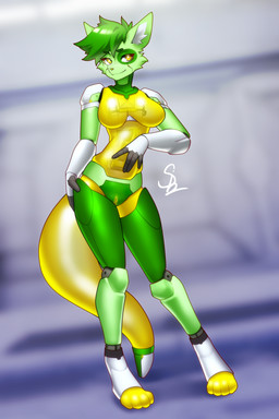 anthro female genitals joints machine robotic robotization solo standing translucent translucent_body vulva nariikhan robot robot_anthro hi_res