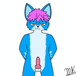 animal_genitalia animal_penis balls bedroom_eyes blue_body blue_fur canine_genitalia canine_penis excited feline_genitalia feline_penis fur genitals hair knot male multicolored_body multicolored_fur narrowed_eyes orange_eyes penis pink_hair seductive simple_background solo white_background melvin_kitty_(artist) melvinkitty canid canine domestic_cat felid feline felis fox hybrid mammal 1:1 absurd_res hi_res