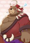 anthro belly brown_body brown_fur clothed clothing fur male moobs nipples overweight overweight_anthro overweight_male solo art_hoshi wl02024945 sdorica dagger_(sdorica_sunset) bear mammal 2018 absurd_res hi_res