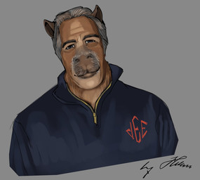 alternate_species anthro clothing furrification grey_hair hair humor jacket looking_at_viewer male mature_male shitpost smile solo topwear fanteliscio jeffrey_epstein capybara caviid mammal rodent 2025 hi_res lol_comments meme signature