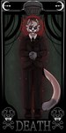 anthro barbell_piercing black_claws black_clothing black_necktie black_suit bone card card_template circular_barbell_piercing claws clothed clothing death_(tarot) eyes_closed facial_piercing finger_claws footwear fortune_telling fully_clothed fur glowing grass grey_body grey_fur head_tuft humanoid_hands lying lying_on_ground major_arcana makeup male male_anthro necktie nose_piercing on_back on_ground piercing plant plantigrade septum_circular_barbell septum_piercing shoes skull solo suit tail tarot tarot_card text tombstone tuft tigers_claws catsby_mcyifferson domestic_cat felid feline felis mammal siamese 2023 absurd_res digital_drawing_(artwork) digital_media_(artwork) english_text full-length_portrait hi_res portrait shaded