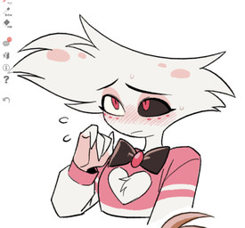art_program_in_frame blush blush_lines chest_tuft cleavage_cutout cutout male simple_background solo tuft white_background enaic31 hazbin_hotel hellaverse angel_dust arachnid arthropod demon humanoid spider hi_res