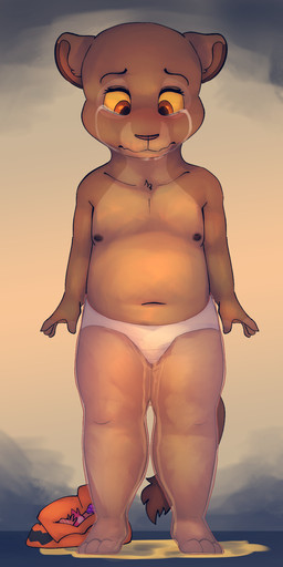 anthro bodily_fluids clothed clothing crying female genital_fluids legwear nipples overweight panties peeing slightly_chubby solo tears tights topless underwear urine wetting young young_anthro battler disney the_lion_king sarabi_(the_lion_king) felid feline lion mammal pantherine 1:2 hi_res