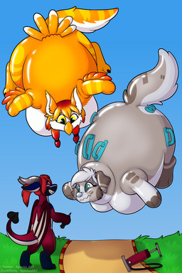 feathers horn inflatable inflation mane membrane_(anatomy) membranous_wings pool_toy tail wings symrea mythology animate_inanimate avian bird canid canine dragon living_inflatable mammal mythological_creature mythological_scalie scalie hi_res