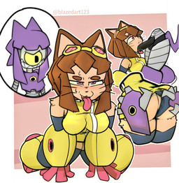1_eye anthro aroused_face big_butt big_penis biped bodily_fluids breasts brown_body brown_fur brown_hair butt butt_grab clothing clothing_aside clothing_pull dominant dominant_gynomorph dominant_intersex duo evil_grin eyewear eyewear_on_head female female_penetrated fur genitals goggles goggles_on_head gynomorph gynomorph/female gynomorph_penetrating gynomorph_penetrating_female hair hand_on_butt imminent_sex intersex intersex/female intersex_penetrating intersex_penetrating_female medium_breasts open_mouth panties panties_aside panty_pull penetration penis penis_in_mouth purple_body red_eyes segmented_body sex sharp_teeth small_waist smile sweat sweaty_face teeth tight_clothing tongue tongue_out underwear underwear_aside underwear_pull whiskers yellow_sclera ok-pace-9424 gameoverse glitch_productions kit_bodega malice_(gameoverse) domestic_cat felid feline felis mammal robot_anthro 2026 multiple_scenes