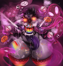 anthro belly_mouth big_breasts bodily_fluids breasts cake clothing cunnilingus dessert female food genitals huge_breasts illusion lactating legwear lgbt_pride long_tongue magic magic_user milk nipple_mouth oral piercing pride pride_colors sex slightly_chubby solo stockings thick_thighs tongue vaginal vulva passionatevesta fyrtila_wraithrend_(morphide) bat demon mammal suid suine absurd_res digital_media_(artwork) hi_res