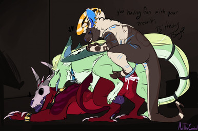 anal anal_penetration animal_genitalia animal_penis anthro anthro_on_anthro anthro_on_feral anthro_penetrated anthro_penetrating anthro_penetrating_anthro anthro_penetrating_feral ass_up balls bestiality blue_penis bodily_fluids bone brown_body brown_fur canine_genitalia canine_penis collar cuff_(restraint) cum cum_in_ass cum_inside ear_piercing ear_ring erection eyes_closed feral feral_penetrated fur genital_fluids genitals green_body green_fur group group_sex horn knot knotted_penis leaking_cum male male/male male_anthro male_feral male_penetrated male_penetrating male_penetrating_male masturbating_while_penetrated masturbation nude nude_anthro nude_male open_mouth open_smile penetration penile penile_penetration penis penis_in_ass piercing prehensile_tail purple_penis red_body red_fur restraints ring_piercing sex sheath skull skull_head smile tail tail_hand tan_body tan_fur teeth text tongue tongue_out train_position trio unusual_anatomy unusual_tail wings wrist_cuffs meldritchhorror mythology sothe bovid canid canine canis caprine demon dragon furred_dragon furred_scalie goat hybrid mammal monster mythological_creature mythological_scalie scalie sheep 2017 english_text