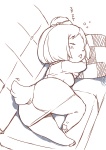 anthro big_butt bird's-eye_view blush bottomwear butt clothing eyes_closed female furniture high-angle_view hindpaw lying on_side open_mouth paws pencil_skirt skirt sleeping sofa solo text wide_hips sumeragi_kohaku animal_crossing nintendo isabelle_(animal_crossing) canid canine canis domestic_dog mammal shih_tzu toy_dog archived_source monochrome sketch translated unavailable_at_source