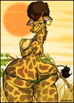 afro anthro big_breasts big_butt breasts brown_hair butt clothing ear_piercing ear_ring female fur hair huge_butt markings panties piercing ring_piercing solo spots spotted_body spotted_fur sun thick_thighs underwear wide_hips dutch_(artist) misty_the_mouse shalonna_(dutch) giraffe giraffid mammal 2013 digital_media_(artwork)