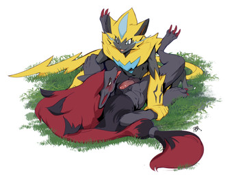 anal anal_penetration anthro anthro_on_anthro anthro_penetrated anthro_penetrating anthro_penetrating_anthro arm_grab athletic athletic_anthro athletic_male balls blush claws digitigrade duo erection from_front_position fur genitals glans grass hair humanoid_genitalia humanoid_penis interspecies kneeling long_hair looking_pleasured lying male male/male male_on_bottom male_on_top male_penetrated male_penetrating male_penetrating_male missionary_position nude on_back on_bottom on_top penetration penile penile_penetration penis penis_in_ass plant ponytail sex simple_background smile spread_legs spreading tongue tongue_out tuft white_background peritian nintendo pokemon generation_5_pokemon generation_7_pokemon legendary_pokemon pokemon_(species) zeraora zoroark 2025 absurd_res hi_res signature