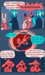 anthro blood blood_on_hand blush bodily_fluids dialogue duo female female_on_top male male/female on_top pinned pinned_to_ground profanity tackle text vanilla_candy saffron_(unicorn_blood) tulip_(unicorn_blood) bovid caprine lagomorph mammal sheep absurd_res comic english_text hi_res restricted_palette