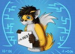 anthro biped convention dipstick_tail front_view hud male markings solo standing tail tail_markings three-quarter_view fuzzywuff tech zahndy canid canine fox mammal character_badge_(artwork) digital_media_(artwork) half-length_portrait portrait