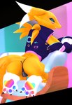 anthro bulge clothing feet femboy furgonomics gloves handwear jacket male multicolored_pawpads nails pawpads paws rainbow_pawpads solo thong toenails toes topwear underwear mepel bandai_namco digimon digimon_(species) renamon 3d_(artwork) absurd_res digital_media_(artwork) hi_res source_filmmaker_(artwork)