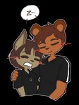 anthro clothing duo female hug male male/female simple_background sleeping transparent_background pipepo cha_hieun kim_soohyun bear canid canine canis domestic_dog mammal alpha_channel