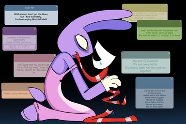 ambiguous_gender anthro biped clothing duo female male male/female overalls pink_clothing pink_overalls rabbit_ears red_body ribbons simple_background tail text kr33perklown one_rttdklwn glitch_productions the_amazing_digital_circus gangle_(tadc) jax_(tadc) humanoid lagomorph leporid mammal rabbit absurd_res digital_media_(artwork) english_text hi_res translated