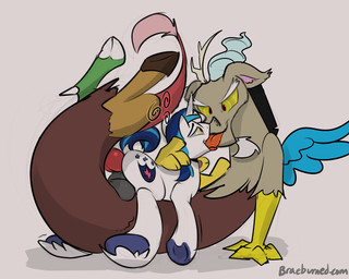 anal anal_penetration animal_genitalia animal_penis anus backsack balls blue_body blue_feathers blue_hair canine_genitalia canine_penis corruption cutie_mark duo erection eye_contact feathered_wings feathers feral feral_penetrated french_kissing fur genitals hair half-closed_eyes hooves horn hypnosis interspecies kissing knot larger_male looking_at_another male male/male male_feral male_penetrated male_penetrating male_penetrating_male mind_control multicolored_hair narrowed_eyes nude open_mouth penetration penile penile_penetration penis penis_in_ass ringed_eyes sex simple_background size_difference smaller_male smaller_penetrated teeth text tongue tongue_out two_tone_hair underhoof white_body white_fur wings braeburned third-party_edit friendship_is_magic hasbro my_little_pony discord_(mlp) shining_armor_(mlp) chimera draconequus equid equine horse mammal pony scalie digital_media_(artwork) url