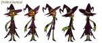 clothing costume food footwear fruit hat headgear headwear jack-o'-lantern male not_furry plant pumpkin scarf shoes simple_background smile solo sweater topwear torn_clothing witch_hat vivzmind holidaze_(vivzmind) jangle_(vivzmind) demon humanoid 2019 absurd_res hi_res model_sheet