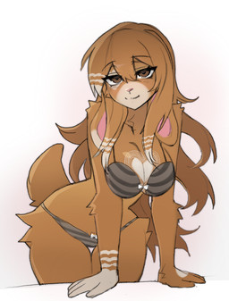 anthro big_breasts bikini blonde_hair breast_squish breasts brown_body brown_eyes brown_fur brown_hair clothing collarbone female fingers fur hair hair_between_eyes half-closed_eyes heart_(marking) long_hair looking_at_viewer markings multicolored_body multicolored_fur multicolored_hair narrowed_eyes pattern_bikini pattern_clothing pattern_swimwear pink_nose sidelocks simple_background small_waist smile solo squish striped_bikini striped_clothing striped_swimwear stripes swimwear tail tan_body tan_fur thigh_gap two-piece_swimsuit two_tone_body two_tone_fur two_tone_hair white_background wide_hips mikosi lagomorph leporid mammal rabbit colored colored_sketch digital_drawing_(artwork) digital_media_(artwork) hi_res shaded sketch