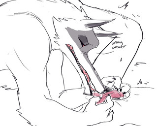 angry anthro balls claws cock_and_ball_torture duo facial_markings fluffy genital_torture genitals head_markings male male/male markings mask_(marking) nude penis pointy_ears prick_ears red_eyes sharp_teeth teeth text ultimatellurker dreamworks puss_in_boots_(franchise) anon death_(puss_in_boots) canid canine canis human mammal wolf english_text hi_res