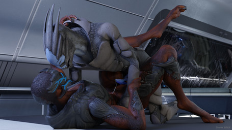 all_fours bodily_fluids claws cum duo erection female from_front_position genital_fluids genitals lying male male/female missionary_position on_back penis sex scoota bioware electronic_arts mass_effect alien turian 16:9 3d_(artwork) absurd_res digital_media_(artwork) hi_res widescreen