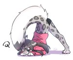 4_toes anthro ass_up black_bottomwear black_clothing black_hair black_shorts blue_eyes blush bottomwear clothing feet female female_anthro fluffy fluffy_tail frown fur grey_body grey_fur hair hoodie jack-o'_pose kemono long_hair markings multicolored_body multicolored_fur one_eye_closed pink_clothing pink_hoodie pink_sweater pink_topwear pose raised_tail shadow shorts simple_background solo spots spotted_body spotted_fur sweater tail toes topwear two_tone_body two_tone_fur white_background white_body white_fur nachiwanko snow_leopard_(nachiwanko) felid mammal pantherine snow_leopard hi_res