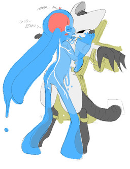 blue_ears brain charging dialogue duo eyes_closed humanoid_on_humanoid kissing machine organs sex simple_background sleep_sex sleeping standing text white_background boxwater rits_(boxwater) tyrant_(boxwater) android goo_creature goo_humanoid humanoid robot robot_humanoid 2025 comic digital_drawing_(artwork) digital_media_(artwork) english_text