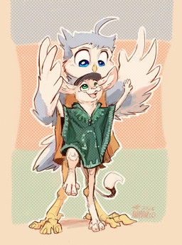 blue_eyes clothing feathers fur green_eyes poncho white_body white_fur animancer luck_(animancer) zacnate avian bird dipodid jerboa mammal owl rodent 2025 hi_res