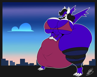 anthro balls big_balls big_breasts big_bulge bra breasts bulge city city_background clothing detailed_bulge genitals gynomorph hair huge_balls huge_breasts huge_bulge hyper hyper_balls hyper_breasts hyper_bulge hyper_genitalia intersex legwear macro penis penis_base simple_background solo stockings thick_thighs underwear wide_hips wings shieradevil nintendo pokemon fan_character kyan_(pressxforrex) generation_3_pokemon latias latios legendary_pokemon pokemon_(species) 2025 absurd_res digital_media_(artwork) hi_res