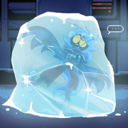 anthro armor beak bioluminescence biped black_body black_feathers blue_body blue_hair breasts clothed clothing ellipsis feathered_wings feathers feet female front_view frozen glowing hair heart_symbol ice long_hair non-mammal_breasts open_mouth screencap screencap_background snowgrave solo sparkles speech_bubble surprised talons toes topwear wide_eyed winged_arms wings yellow_eyes yellow_sclera cookieninja_139 undertale_(series) undertale_yellow martlet_(undertale_yellow) martlet_(zenith_form) avian bird monster 1:1 2025 digital_drawing_(artwork) digital_media_(artwork) english_description hi_res