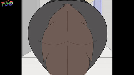 anthro anus black_border blinking bodily_fluids border bottomwear bottomwear_down breasts brown_body brown_fur brown_inner_ear_fluff butt cheek_tuft clenched_teeth clothed clothing dipstick_tail ear_piercing ellipsis eyes_closed facial_tuft feces feces_in_toilet female female_pooping flying_sweatdrops fur genitals grey_bottomwear grey_clothing grey_pants inner_ear_fluff looking_at_viewer markings narrowed_eyes office_lady open_mouth orange_sclera pants pants_down partially_clothed piercing pooping pooping_in_toilet raised_tail scatplay simple_background sitting sitting_on_toilet smile solo sweat sweatdrop tail tail_markings tail_motion talking_to_self tan_background teeth text to_be_continued toilet toilet_pov toilet_use tuft vulva walking f50_(artist) canid canine fox mammal 16:9 2d_animation animated artist_name english_text widescreen