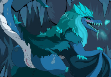 anus blue_body blue_fur blue_hair blue_membrane blue_scales blue_tongue blue_wings blush blush_lines breath butt cave countershade_tail countershade_torso countershading female female_feral feral fur genitals hair heart_symbol ice ice_hair looking_at_another looking_at_partner looking_back looking_back_at_another looking_back_at_partner membrane_(anatomy) membranous_wings non-mammal_vulva presenting presenting_hindquarters pupils raised_tail scales sharp_teeth slim_female slim_feral slit_pupils snout solo stalactite stalagmite tail teal_eyes teeth three-quarter_view tongue tongue_out ventral_scales vulva white_body white_countershading white_scales wings mewaha dota european_mythology mythology valve auroth_the_winter_wyvern dragon furred_dragon furred_scalie mythological_creature mythological_scalie scalie western_dragon wyvern absurd_res blue_theme digital_drawing_(artwork) digital_media_(artwork) english_description hi_res portrait smaller_version_at_source three-quarter_portrait