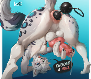 anal anal_beads anal_beads_in_ass anal_penetration anal_tugging animal_genitalia animal_penis anthro ass_up athletic athletic_male balls bodily_fluids butt canine_genitalia canine_penis dripping erection femboy fluffy fluffy_tail fur gaping gaping_urethra genital_fluids genitals grey_body grey_fur heterochromia knot knotted_penis looking_through_legs_at_viewer male male_penetrated markings mismatched_animal_genitalia mismatched_animal_penis mismatched_genitalia mismatched_penis object_in_ass penetration penis precum precum_drip sex_toy sex_toy_in_ass sex_toy_insertion solo spots spotted_body spotted_fur sweat sweaty_butt tail urethra whiskers vesper_art snowcat41115 felid mammal pantherine snow_leopard absurd_res hi_res