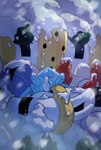 ambiguous_gender bodily_fluids group hug night snow snowstorm tears ranabysson nintendo pokemon generation_3_pokemon generation_4_pokemon legendary_pokemon pokemon_(species) regice regigigas regirock registeel hi_res