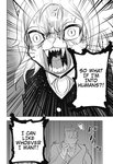 angry anthro clothing cross-popping_vein dialogue duo eyewear fangs female glasses hominophilia male open_mouth pupils reverse_furry screaming slit_pupils suit teeth text tongue yelling_at_another yagi_tomohiro hitoner miss_tonerico canid canine felid feline mammal comic english_text hi_res monochrome translated