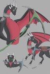 all_fours bag black_body chibi feral glowing green_eyes horn melee_weapon polearm scythe simple_background solo tail weapon wings apollyondragon activision mythology spyro_the_dragon cynder dragon mythological_creature mythological_scalie scalie digital_drawing_(artwork) digital_media_(artwork) hi_res signature