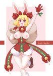 alternative_fashion anthro bell bell_collar blonde_hair boots bow_ribbon breasts christmas_clothing clothing collar female footwear genitals hair holidays j-fashion nipples pussy red_eyes ribbons shoes solo inosagi christmas one_piece carrot_(one_piece) lagomorph leporid mammal rabbit