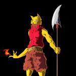 anthro bottomwear bulge clothing fire fur looking_at_viewer male melee_weapon muscular muscular_anthro muscular_male polearm pose red_clothing red_shirt red_topwear shirt shorts solo spear topwear torn_clothing torn_shirt torn_topwear weapon yellow_body yellow_fur hulalaoo hulalaoo_(character) domestic_cat felid feline felis mammal 1:1 2010 alpha_channel digital_media_(artwork)