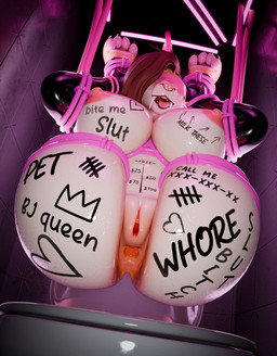 after_anal anthro arms_tied bdsm big_breasts big_butt blindfold body_writing bondage bound breasts butt facial_piercing fangs female fur genitals happy helpless huge_butt huge_thighs legs_tied nipples nose_piercing nose_ring open_mouth pawpads paws piercing pink_nipples restrained ring_piercing rope sabertooth_(anatomy) sharp_teeth solo teeth text text_on_body thick_thighs toilet tongue vulva white_body white_fur yamayza toofer felid mammal prehistoric_species saber-toothed_tiger 3d_(artwork) absurd_res digital_media_(artwork) english_text hi_res
