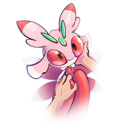 5_fingers ambiguous_gender anthro blush blush_lines disembodied_hand duo fingers hand_on_cheek simple_background white_background jellli nintendo pokemon generation_7_pokemon human lurantis mammal pokemon_(species) 1:1 2025 hi_res