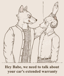 anthro belt belt_buckle blush blush_lines bottomwear buckle clothing dialogue duo ears_up eye_contact eyebrows flirting fur hand_on_wall horn jacket looking_at_another male male/male pants shirt smile smiling_at_another text tongue tongue_out topwear wool_(fur) reynard_goodfellow reynard_the_baa bovid canid canine canis caprine mammal sheep wolf english_text