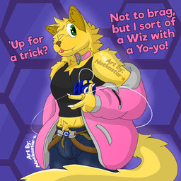 anthro belt blep bottomwear bulge clothing collar denim denim_bottomwear denim_clothing fluffy fluffy_tail gesture hand_gesture heart_symbol hoodie jeans male midriff one_eye_closed pants pawpads shirt smile solo tail tank_top tongue tongue_out topwear tuft v_sign wink yo-yo conditional_dnp notkastar e621 domestic_cat felid feline felis mammal 1:1