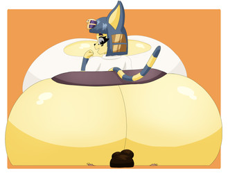 ambiguous_gender anthro big_butt butt duo facesitting female female/ambiguous fur huge_butt hyper hyper_butt sitting_on_another yellow_body yellow_fur user3345 animal_crossing nintendo ankha_(animal_crossing) ankha_simpson_(user3345) felid mammal hi_res