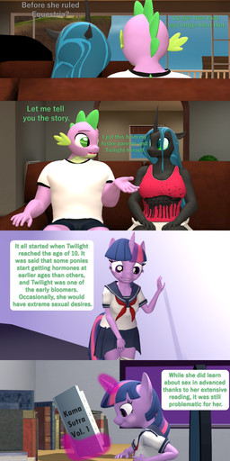 aged_up animal_genitalia animal_penis anthro aroused balls bathroom blush book breasts changeling_queen clothing equine_genitalia equine_penis female flashback genitals group horn male masturbation penis school_uniform text toilet uniform young young_female papadragon69 friendship_is_magic hasbro kama_sutra my_little_pony mythology queen_chrysalis_(mlp) shining_armor_(mlp) spike_(mlp) twilight_sparkle_(mlp) changeling dragon equid equine horse mammal mythological_creature mythological_equine mythological_scalie pony scalie unicorn 3d_(artwork) absurd_res digital_media_(artwork) english_text hi_res long_image source_filmmaker_(artwork) tall_image brother_(lore) brother_and_sister_(lore) incest_(lore) sibling_(lore) sister_(lore)