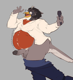 balls belly bottomwear bottomwear_down clothed clothing electronics eyewear genitals glasses humiliation male mature_male microphone on_stage open_clothing open_shirt open_topwear overweight overweight_male pants pants_down partially_clothed penis shirt shirt_opened surprised_expression topwear wardrobe_malfunction mxmanagement earl_carson american_robin avian bird oscine passerine robin_(bird) thrush_(bird) true_thrush absurd_res hi_res