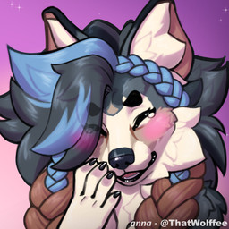 anna_(baltofurry) anthro claws cute_fangs fangs female female/female laugh mommy_kink smile solo teeth that_wolffee australian_shepherd canid canine canis domestic_dog herding_dog mammal pastoral_dog sheepdog wolf