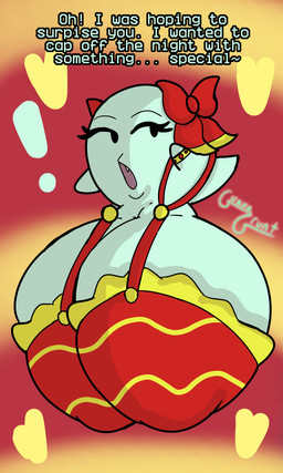 big_breasts black_eyes bow_ribbon bra breasts clothing ellipsis exclamation_point female green_body huge_breasts hyper hyper_breasts not_furry open_mouth solo text underwear guavagrunt mario_bros nintendo paper_mario lady_bow boo_(mario) ghost spirit 3:5 absurd_res english_text hi_res