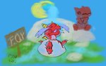 2_toes 3_fingers >_< age_regression ambiguous_gender anthro baby big_diaper biped bodily_fluids clean_diaper clothed clothing crying diaper diaper_only eyebrows eyes_closed facial_horn feet fingers fountain_of_youth grass hand_to_face horn lizard_tail nose_horn open_mouth plant raised_arms red_body sculpture semi-anthro signboard sitting sitting_on_diaper slim solo statue tears toes topless wearing_diaper wet wings young m3g4 dragon_mania_legends foy mythology dragon mythological_creature mythological_scalie scalie 16:10 2024 dated digital_media_(artwork) hi_res signature widescreen